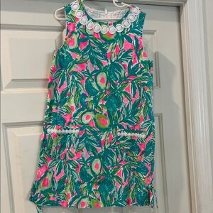 Lilly Pulitzer Pink and Green Avocado Print Kids Shift Dress